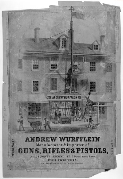 Advertising, Andrew Wurfflin. Gun Maker, Philadelphia, c.1850 by American School